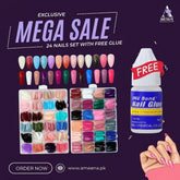 Artificial Nails 576Pcs - 24 Sets with Complimentary Glue