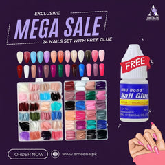 Artificial Nails 576Pcs - 24 Sets with Complimentary Glue