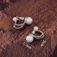 Stainless steel White pearl Sliver twisted Pin Earrings - Each Pair