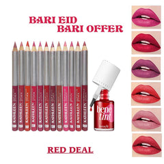 KATHLEEN Lipstick Pencil 12Pcs Set + Benefit Benetint Cheek & Lip Stain 12.5ml