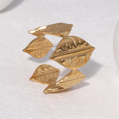 Stainless Steel Leaves Open Rings - Each