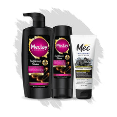 Meclay London Lustrous Shine Shampoo - 660ml With Conditioner - 180ml + Mec Activated Charcoal Face Wash Pair Box (Save Rupees 250)