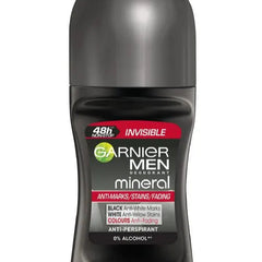 Garnier Mineral Mens Roll On Invisible Black, White and Colours - 50ml