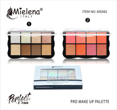 Mielena Italy 8 Colors Highlighters and Blushons Makeup Palette