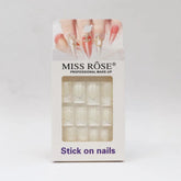 Miss Rose Stick on French Nails Pack