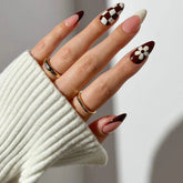 Premium 12 Pcs Nails Mottled Almond False Nails