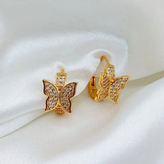 QX Quan Xing Jewelry Butterfly-Shaped Gold-Colored Hoop Earrings