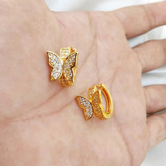 QX Quan Xing Jewelry Butterfly-Shaped Gold-Colored Hoop Earrings