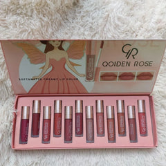 Qoiden Rose QR Soft And Matte Lipgloss - 12 Pcs