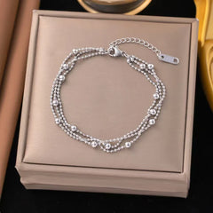 Stainless Steel Finish And Bead Chain Bracelet - Each