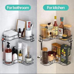 Bathroom & Kitchen Screw Punch Metal Corner Shelf