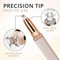 USB Rechargeable 2-in-1 Flawless Facial & Eyebrow Hair Remover Machine with LED Light