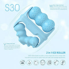 2-in-1 W+V Shaped Face Roller & Cool Ice Body Massager