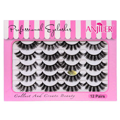 Anjieer 12 Pairs Mink Lashes - Voluminous
