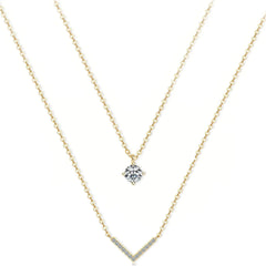 Stainless Steel V Shaped Solitaire Double Layer - Each