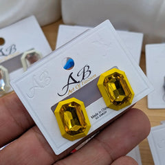 Rectangular Faceted Crystal Stud Earrings