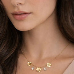 Stainless Steel Furnace Flower Charms Necklace