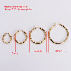 Stainless Steel Hollow Chunky Hoop Earrings