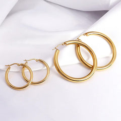 Stainless Steel Hollow Chunky Hoop Earrings