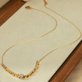 Gold Beaded Crystal Pendant Necklace