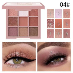 MISS ROSE Pearlescent Powder Matte Eyeshadow Palette - 9 Colors