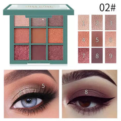 MISS ROSE Matte Pearlescent Powder Eyeshadow Palette - 9 Colors