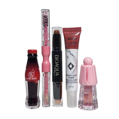 Pack o5 pcs Deals Keychain Style lip gloss & Water Light lip gloss & Stick Concealer & Liquid Blusher & Pop lip gloss