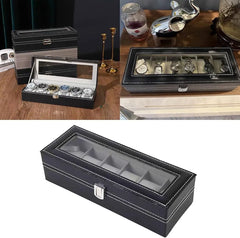 6 Slots Leather Box Watch Holder