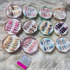 Party Legend Artificial Stick-On Fancy Nails - 12 Different Designs with Nail Tools