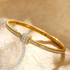 Gold Plated Zircon Bangle – Elegant Nut Style Bracelet