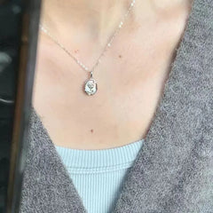 Silver Relief Round Enamel Tulip Flower Pendant – Elegant Artistic Floral Jewelry