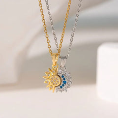 New Stainless Steel Magnetic Sun Moon Couple Locket