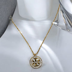 Stainless Steel Tory Stone Studded Necklace