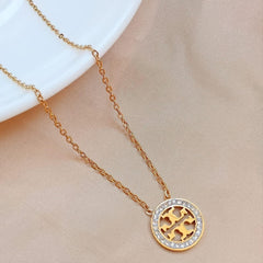 Stainless Steel Tory Stone Studded Necklace