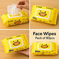 Soft Cotton Face Wet Wipes - 80Pcs