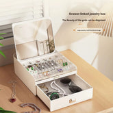 Elegant Jewelry Box Organizer with Built-in Mirror – Perfect for Rings, Necklaces & Watches