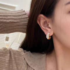 Mini Pearl Hoops Earrings Golden & Silver - Each