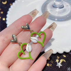 French White Tulip Heart Dangle Earrings - Each