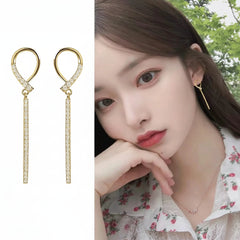 Bow Rhinestone Drop Earrings - Each