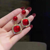 French Twisted Imitation Pearl Hoop Earrings - Each
