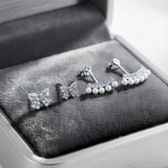 Gold-Tone Butterfly & Pearl Earrings - Each