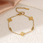Stainless Steel Sweet Style Four-Leaf Clover Wing Bracelet