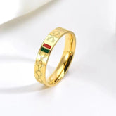 Gold-Tone Red & Green Enamel Ring
