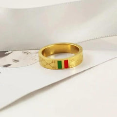 Gold-Tone Red & Green Enamel Ring