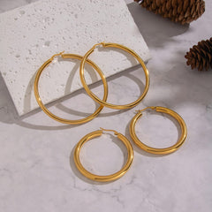 Stainless Steel Hollow Chunky Hoop Earrings