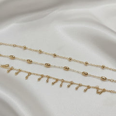 Gold plated 3 line anklet plus Bracelet