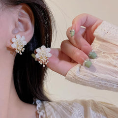 Floral Pearl Drop Earrings