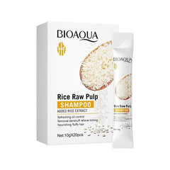 20 sachets of Bioaqua Rice Raw Pulp Shampoo - 10g Each