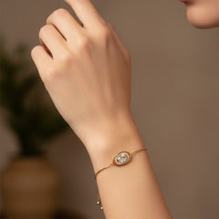 Oval Crystal Charm Bracelet
