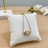 Oval Crystal Charm Bracelet